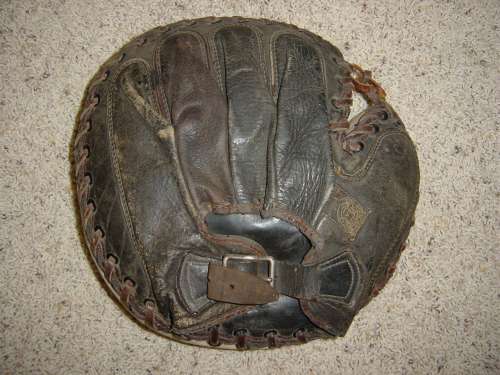 A.J. Reach Black and White Catchers Mitt Back
